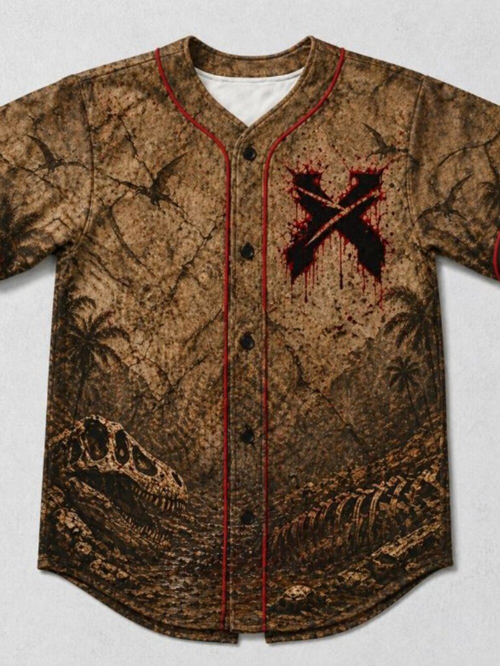 Excision Grunge Dino Jungle Bloody X Rave Baseball Jersey
